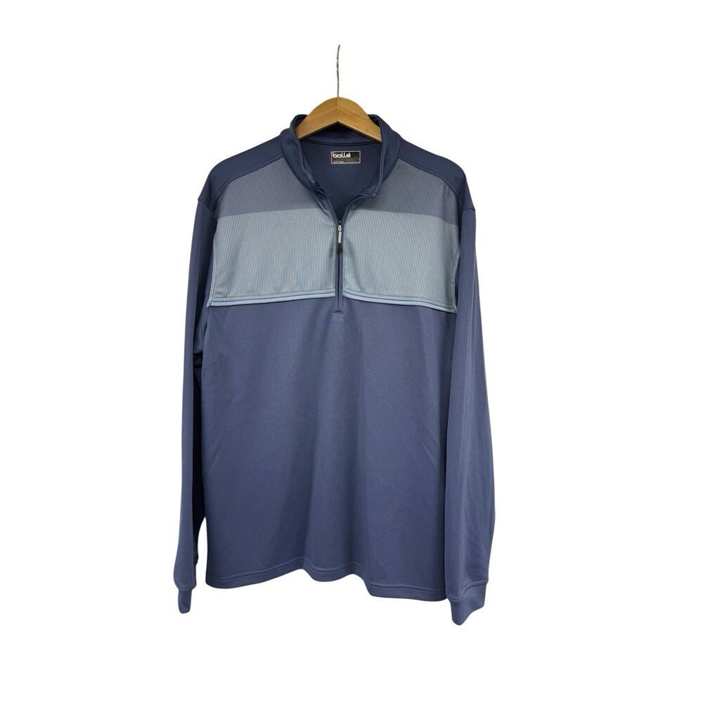 Bolle Mens Blue Activewear Long Sleeve 1/4 Zip Pullover Golf Half Zip Large